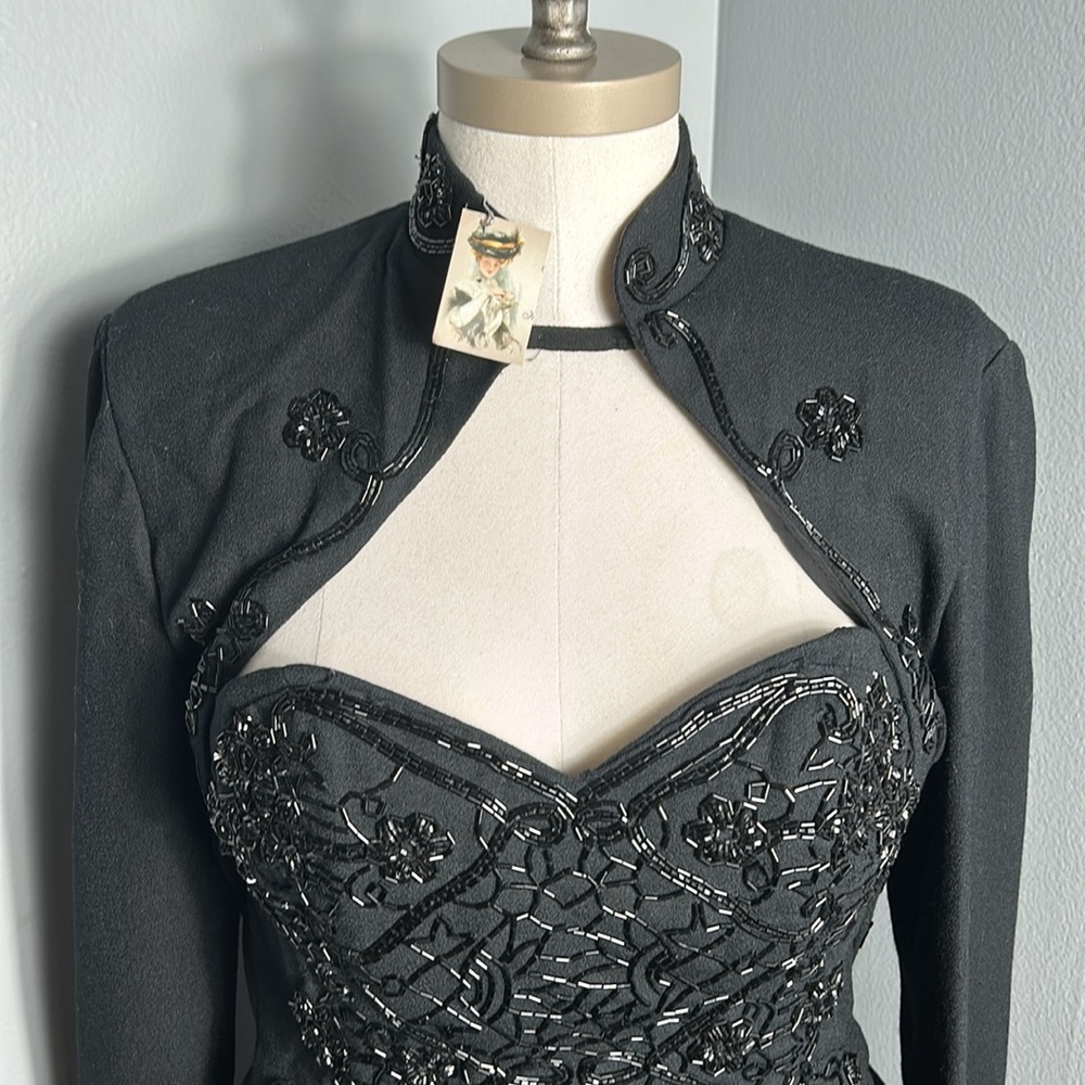 Vintage Cache Black Wool Jacket And Strapless Swe… - image 6